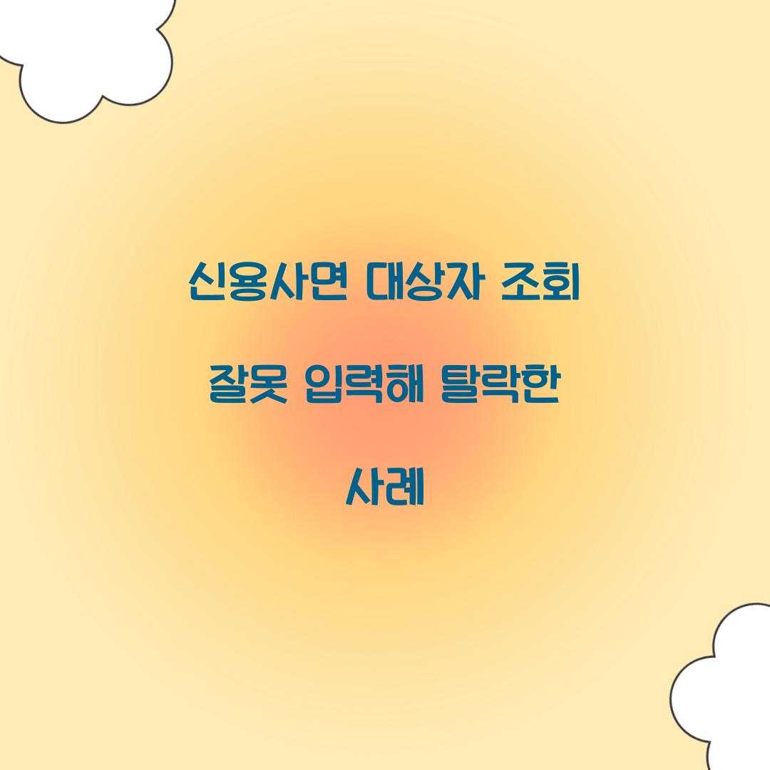 신용사면 대상자 조회 잘못 입력해 탈락한 사례