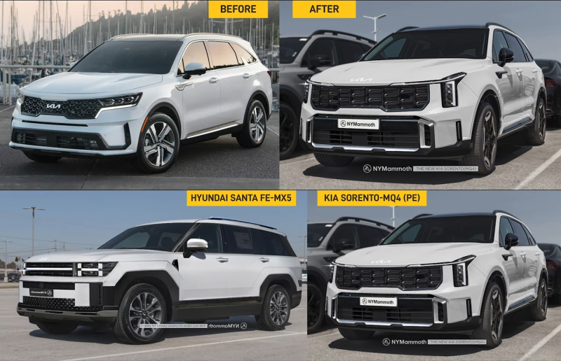 쏘렌토 페이스리프트 싼타페 mx5 비교