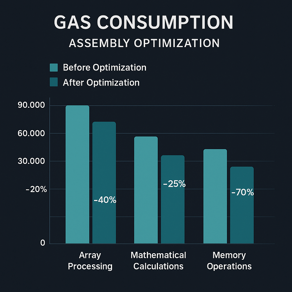 어셈블리 최적화 전후 가스 소모량 비교 그래프