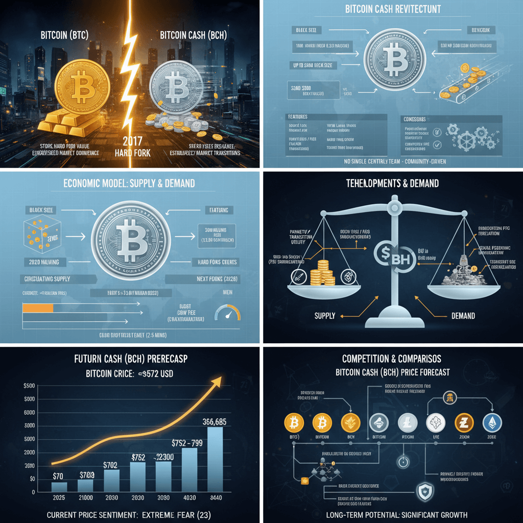 비트코인과 비트코인 캐시 비교 및 시장 예측 인포그래픽