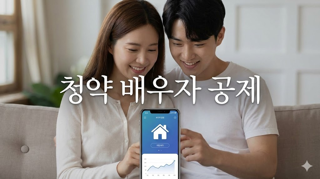 스마트폰으로 주택청약 확인하는 부부