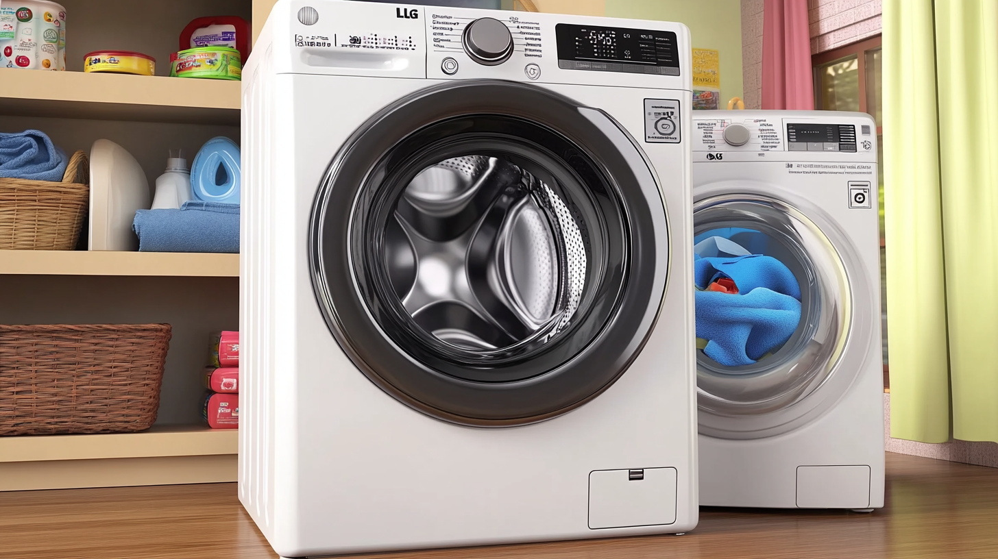 경쟁 모델들 옆에서 우수한 설계와 기능으로 돋보이는 LG 세탁기.