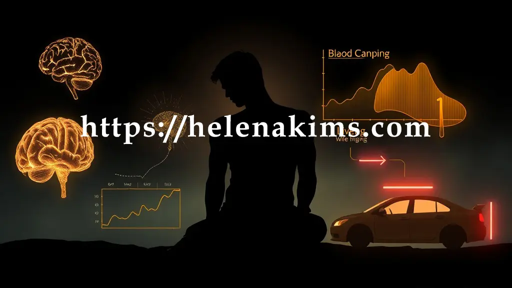 깊은 어둠 속, 극심한 피로에 지쳐 힘없이 기대어 있는 사람의 실루엣을 중심으로, 그 주변에는 금 간 뇌 이미지, 높은 혈당 스파이크 그래프, 경고등이 켜진 간 실루엣, 운전 중 졸음을 암시하는 자동차 형태 등 수면 무호흡증으로 인한 전신적 합병증의 위협을 나타내는 그래픽 이미지.