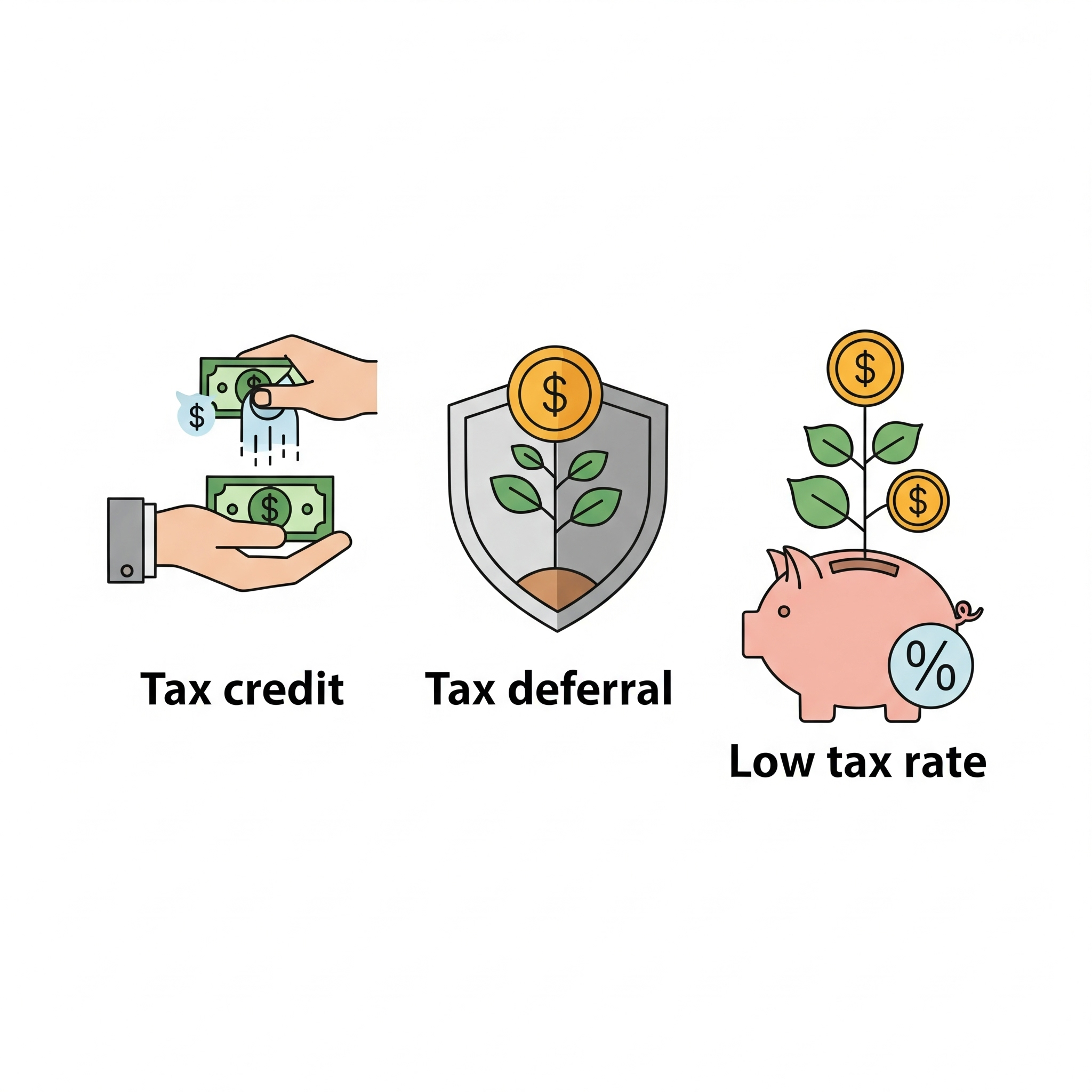 연금 계좌의 3단계 세금 혜택(세액공제, 과세이연, 저율과세)을 보여주는 인포그래픽