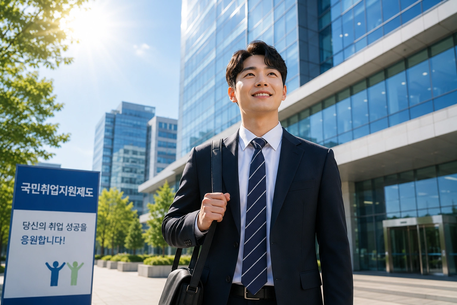 취업에 성공해 새로운 출발을 하는 청년의 모습