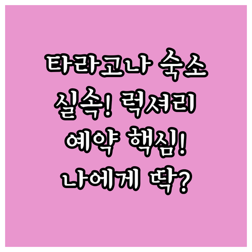 타라고나 호텔 예약 가이드 실속부터 ..