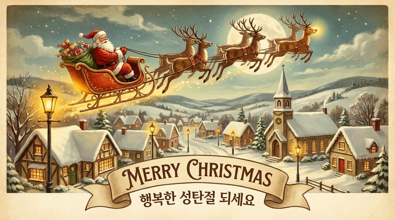 빈티지 산타와 루돌프