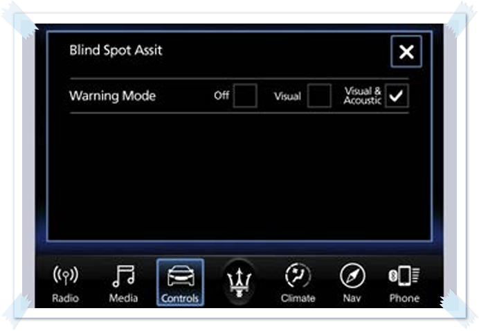 마세라티 기블리 사이드미러 BSA MTC설정화면