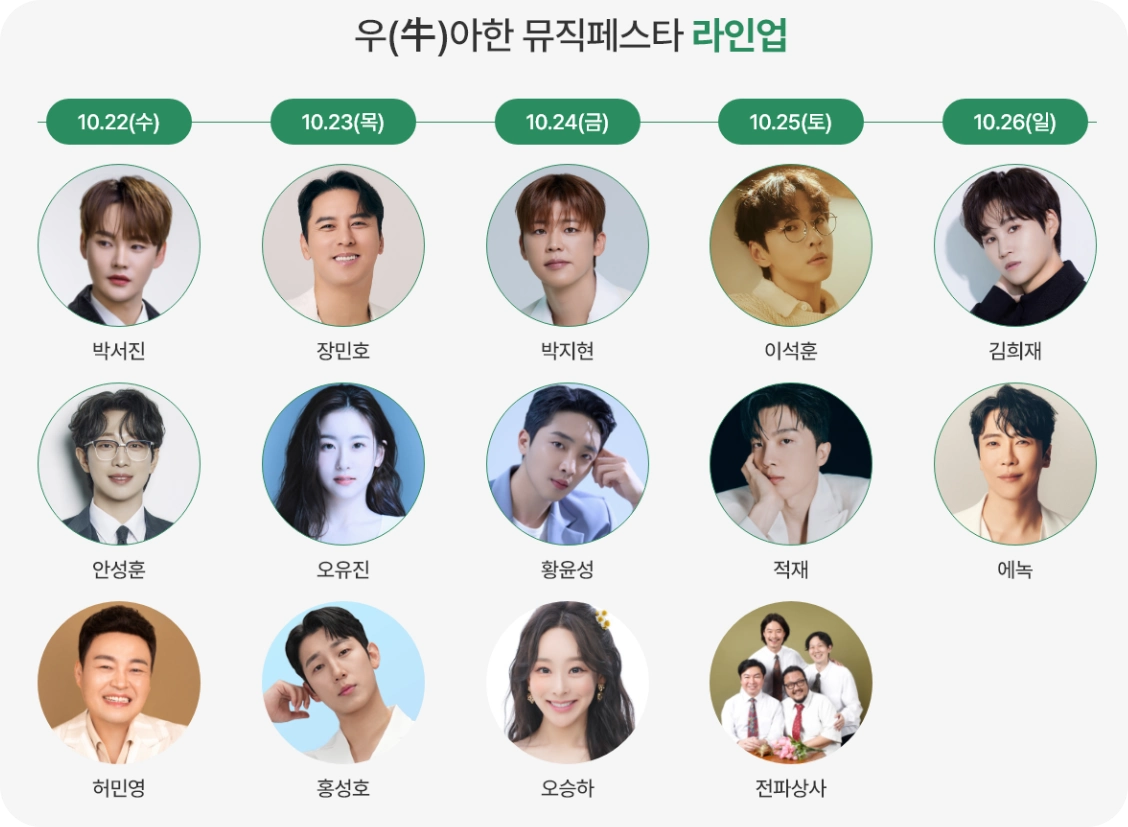 뮤직 날짜별 라인업 사진