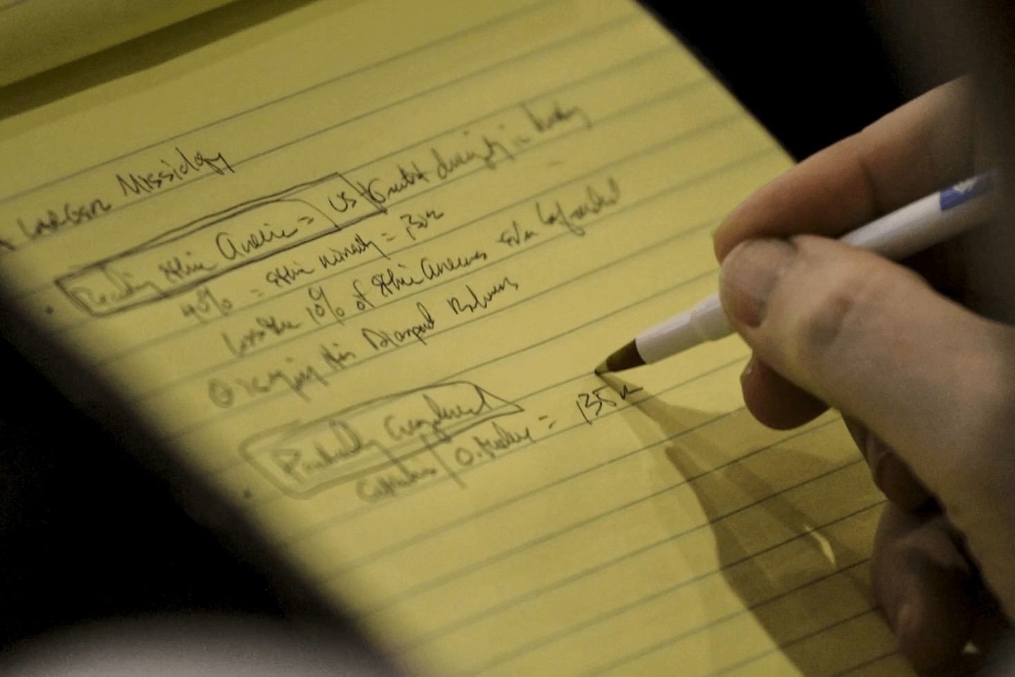 메모 노트에 핵심 문장만 정리