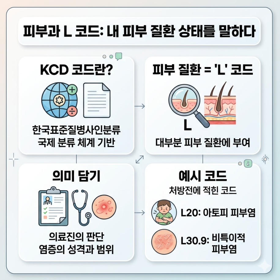 피부과 L코드 의미 설명 인포그래픽 KCD 질병분류와 피부 질환 코드 구조
