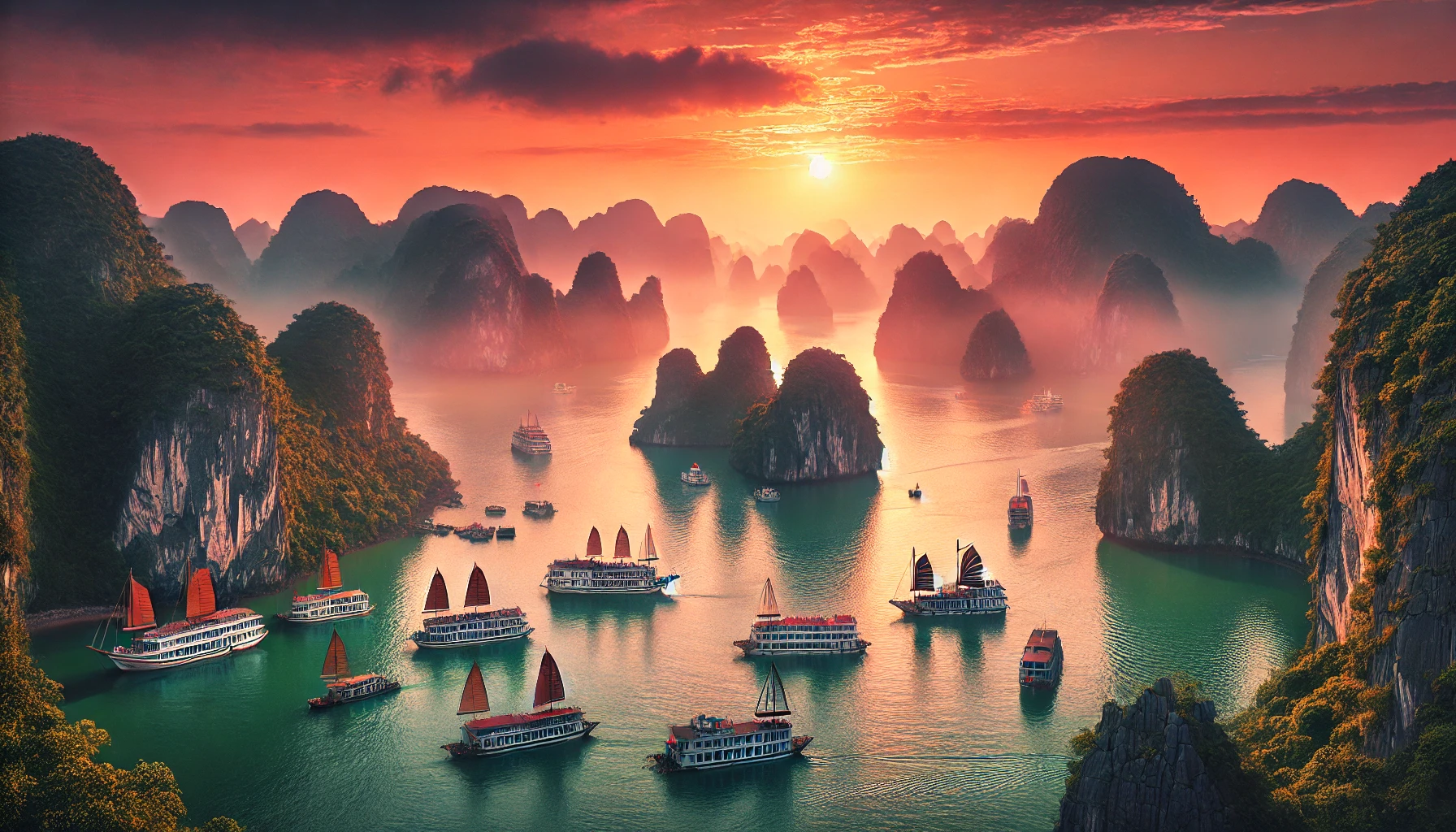 하롱베이 일출 풍경