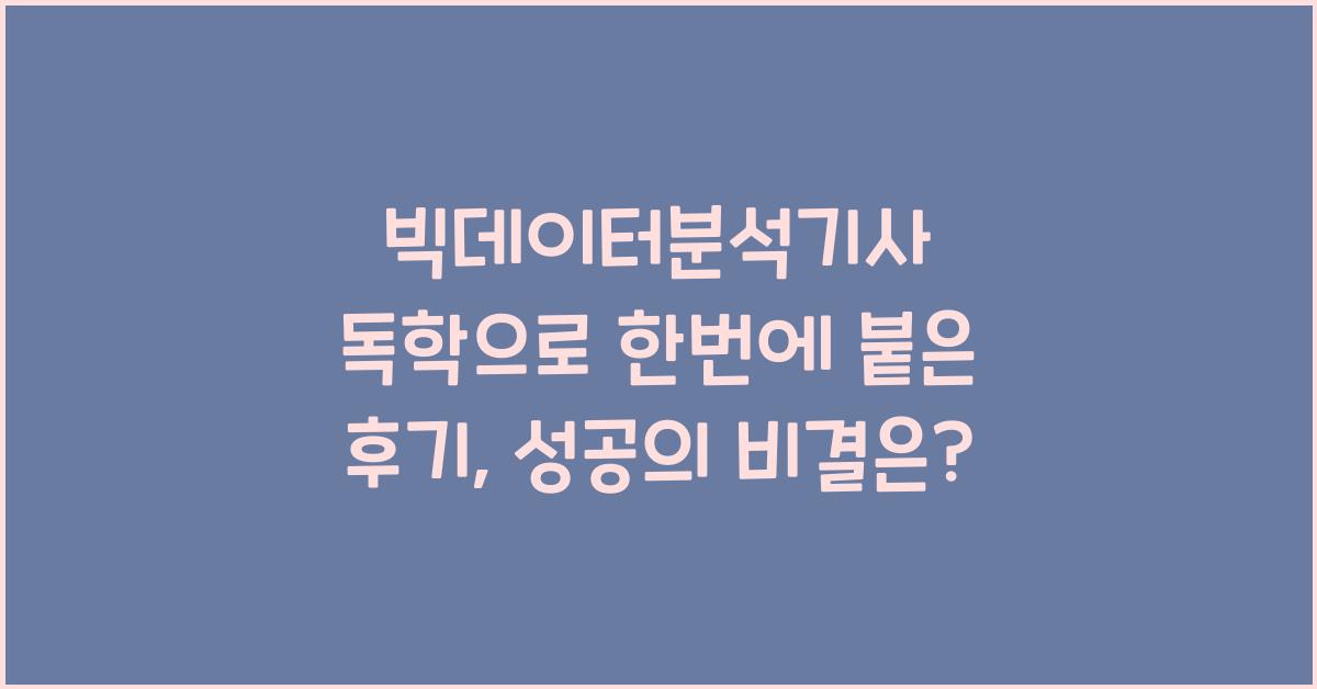 빅데이터분석기사 독학으로 한번에 붙은 후기