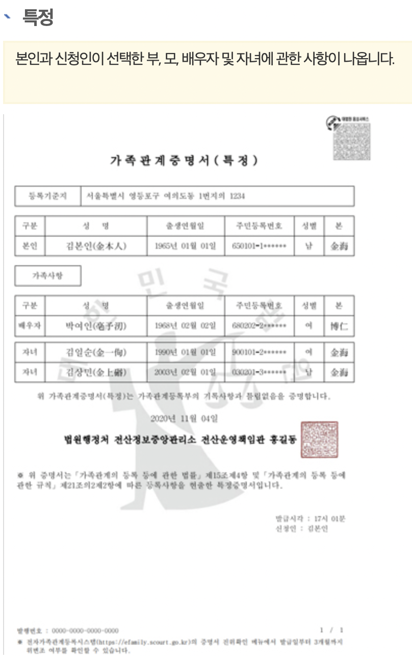 가족관계증명서 인터넷발급 민원24