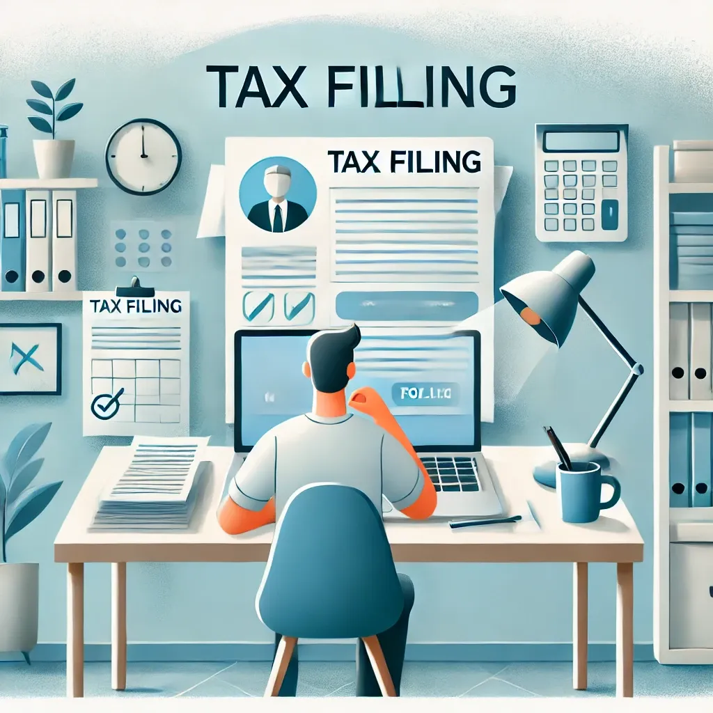 종합소득세 전자신고를 준비하는 책상과 노트북 화면