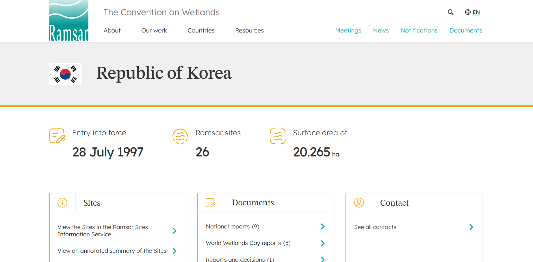 대한민국 람사르습지 현황
