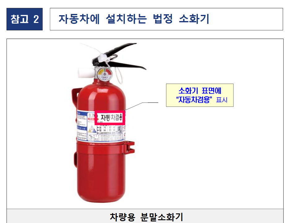 자동차 소화기 의무화 이미지