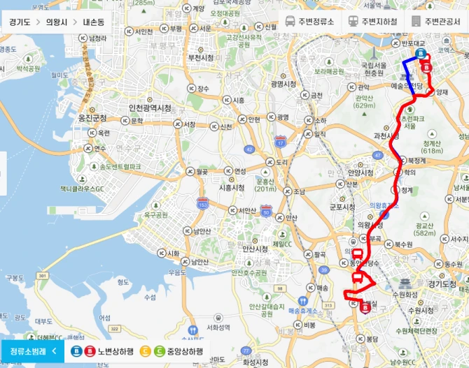 수원시-광역버스-M5443번-광역급행버스-경유지-노선도