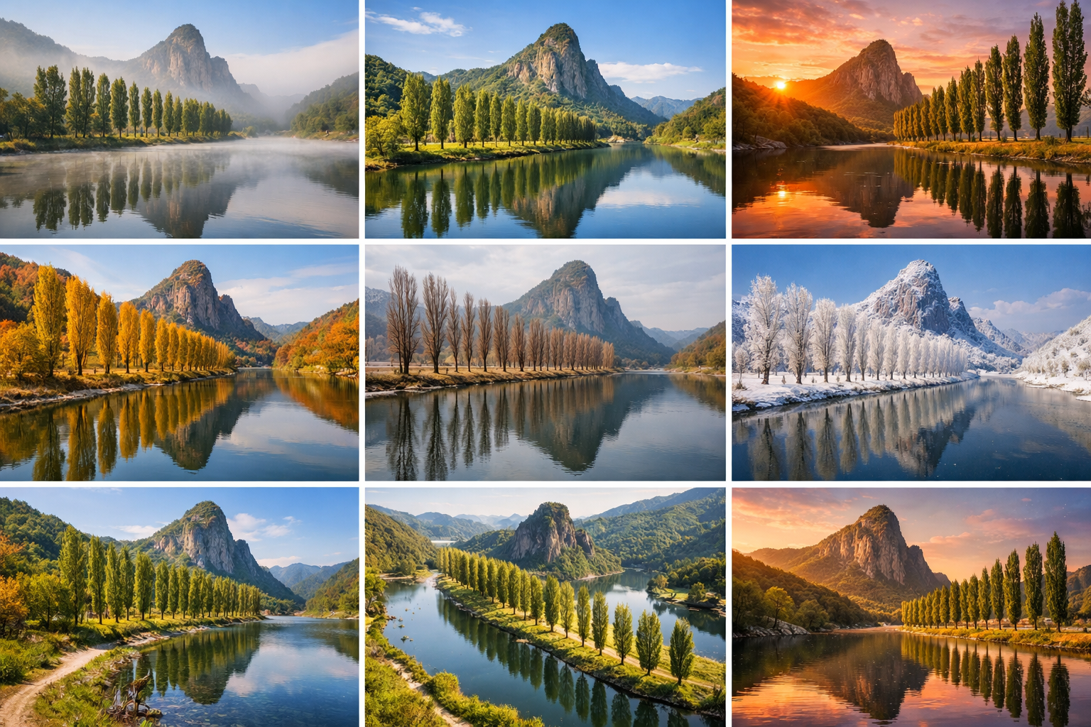 월류봉 감성여행 미루나무, 가을, 단풍