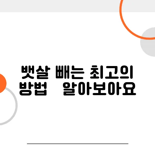 뱃살 빼는 최고의 방법   알아보아요