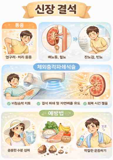 Lateral pain, kidney stones (pain, extracorporeal shock lithotripsy, prevention methods)