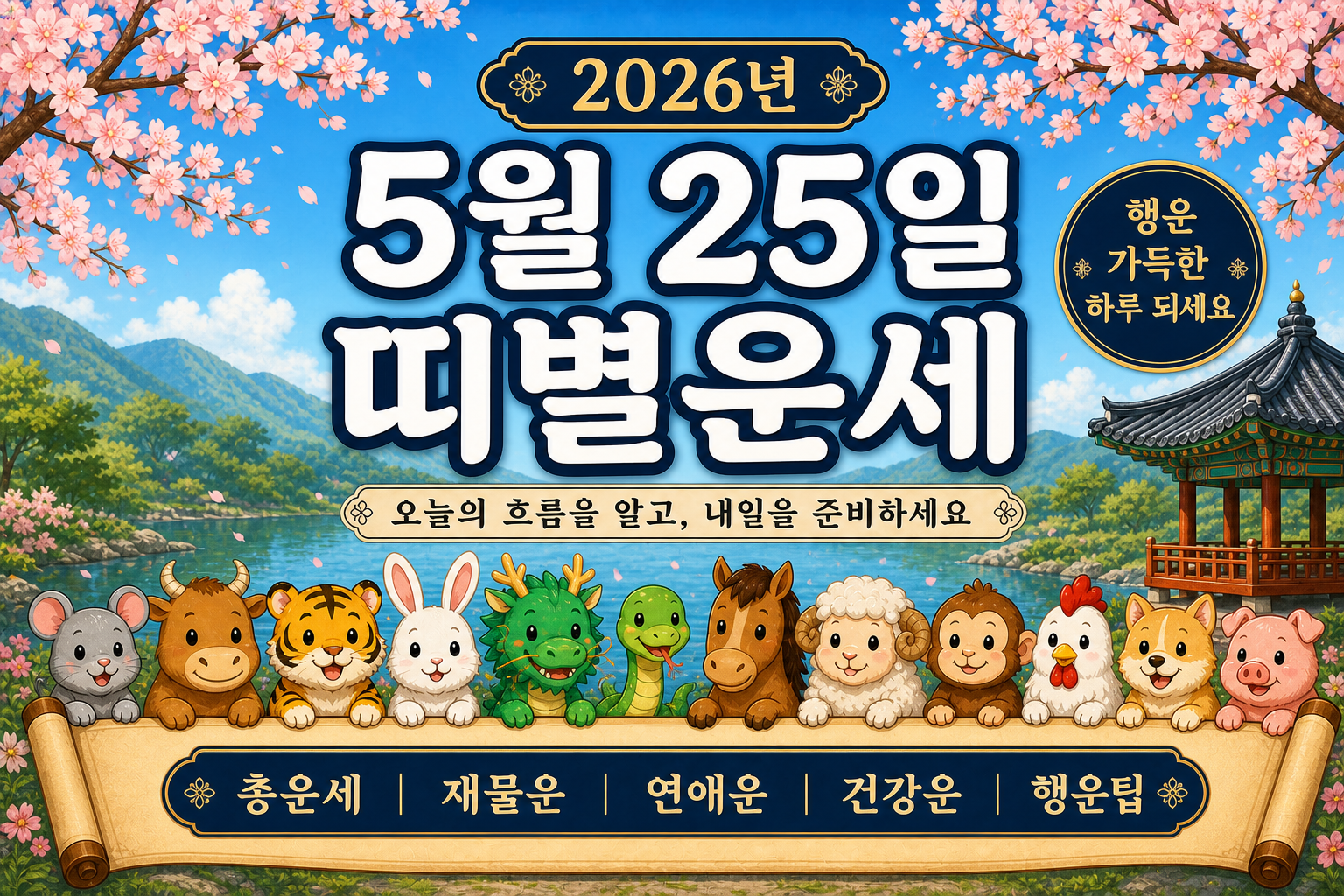 2026년 5월 25일 띠별운세 무료 보기 만세력 2D 이미지