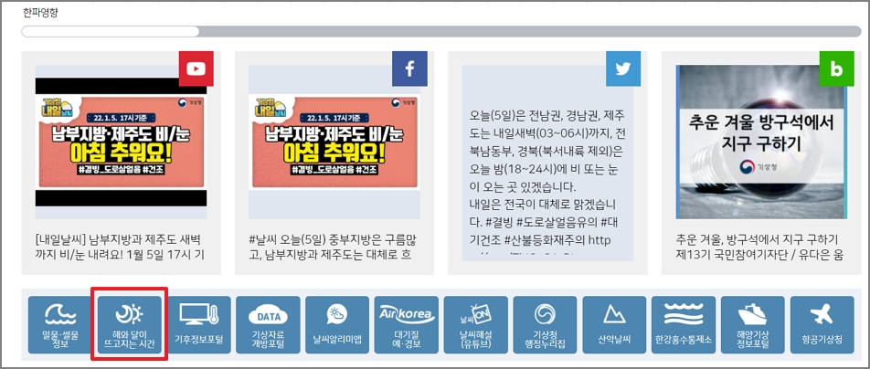 해와 달이 뜨고지는 시간