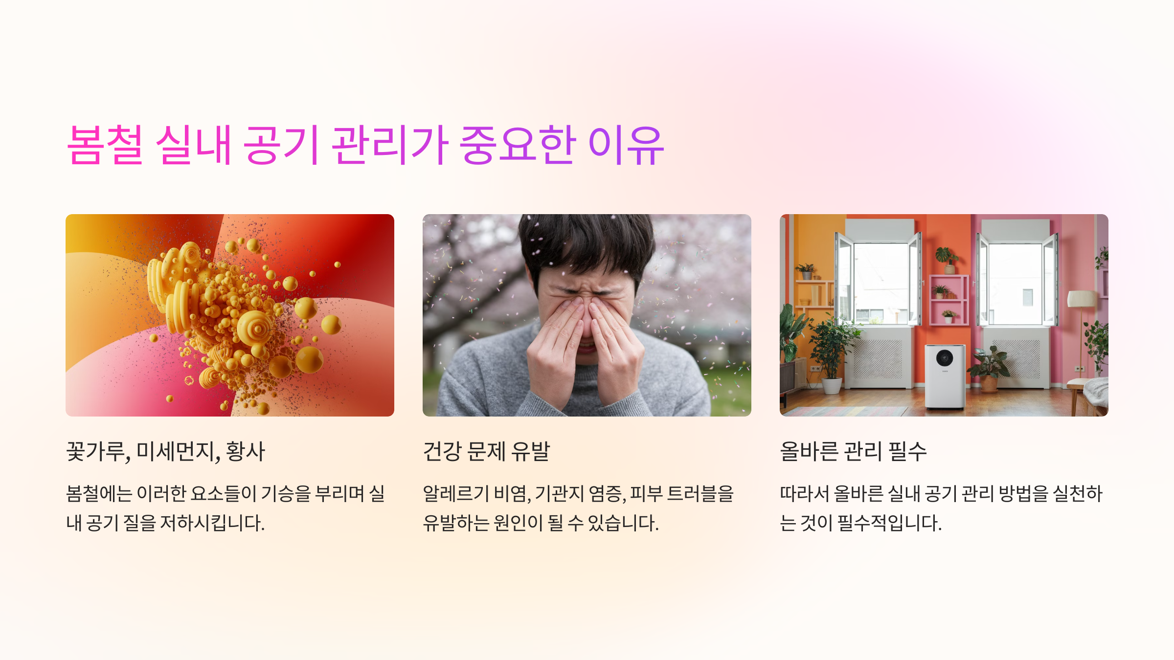 2025년 봄철 알레르기 예방을 위한 실내 공기 관리 7가지 방법