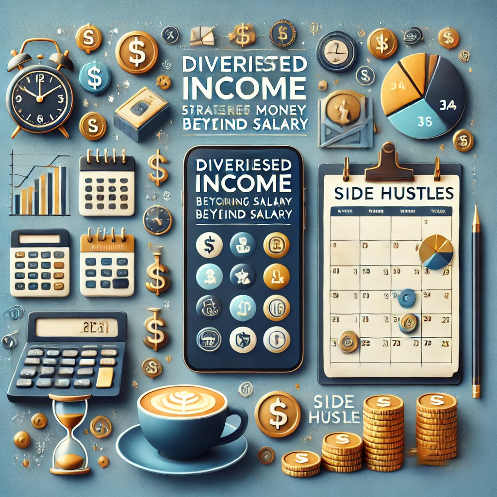 돈,시계,계산기,스케줄러 등이 있는 사진