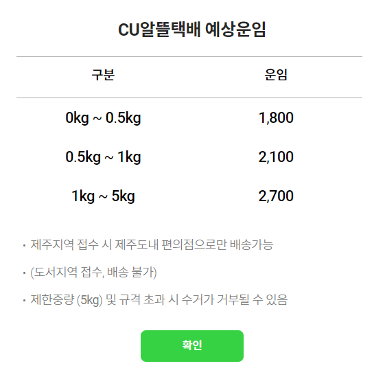 CU 반값택배 가격