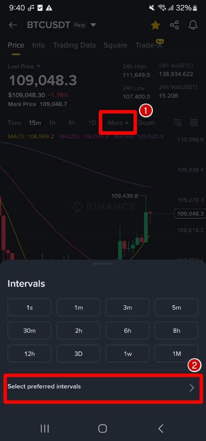 캔들 즐겨찾기를 변경하는 과정