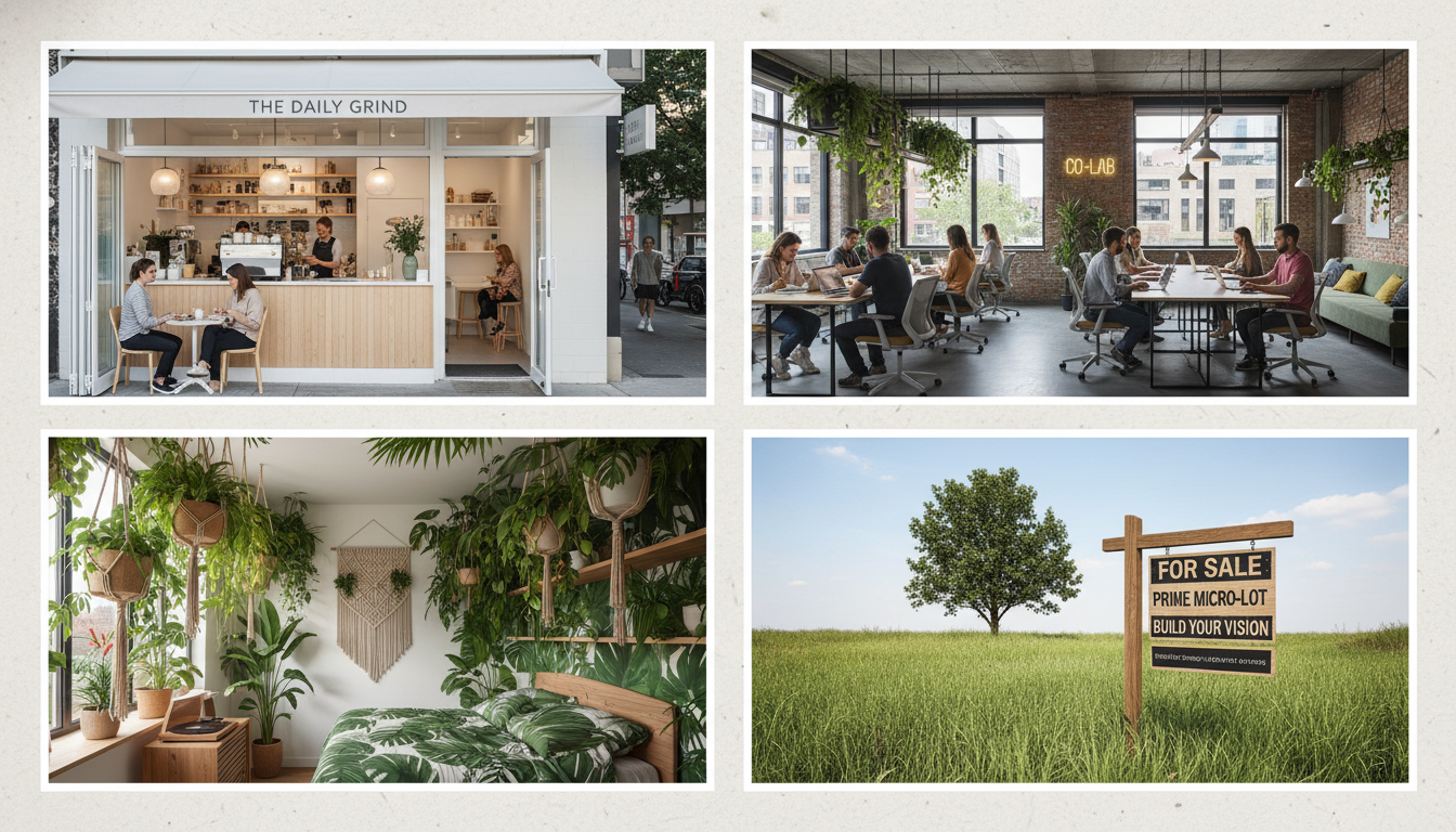 다양한 틈새 부동산 투자 아이템을 보여주는 콜라주 이미지