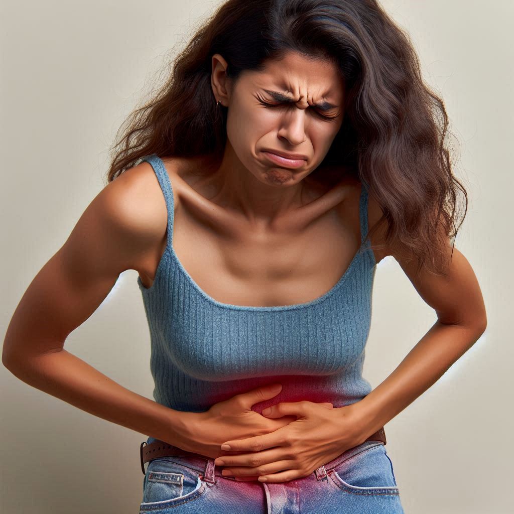 장염으로 아픈 여자 이미지