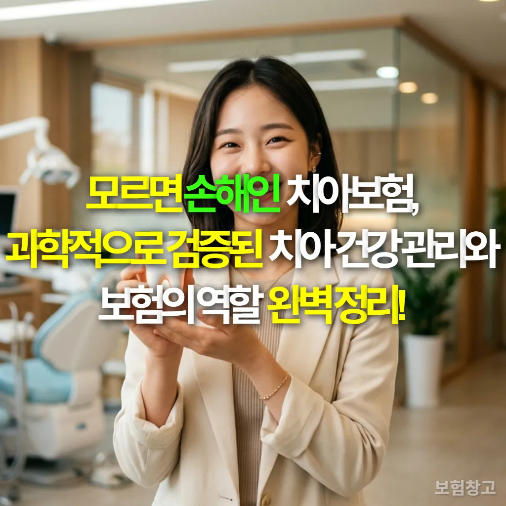미래를 준비하는 한국 학생이 건강한 치아를 상징하는 아이콘을 들고 자신감 있게 웃는 모습