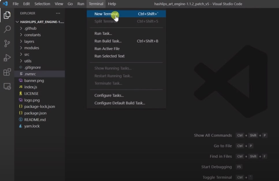 New Terminal을 선택