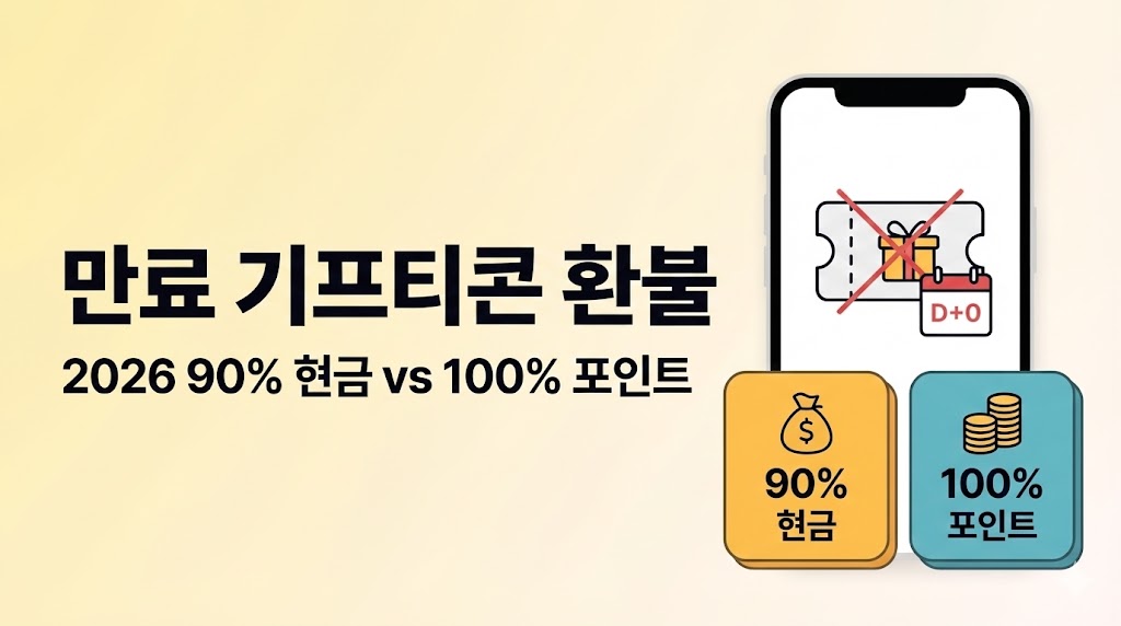 카카오톡 기프티콘 유효기간 만료 환불 2026: 90% 현금 vs 100% 포인트(조건표)