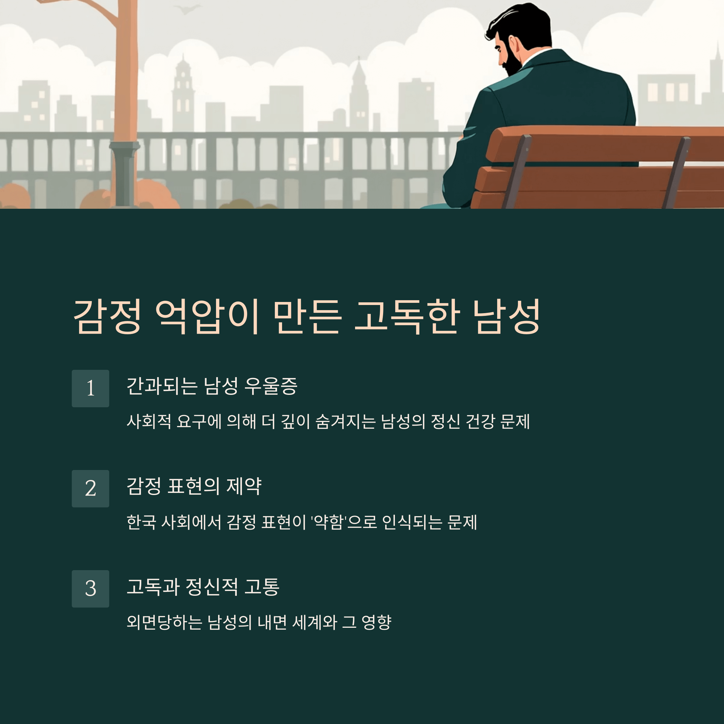 감정 억압이 만든 고독한 남성