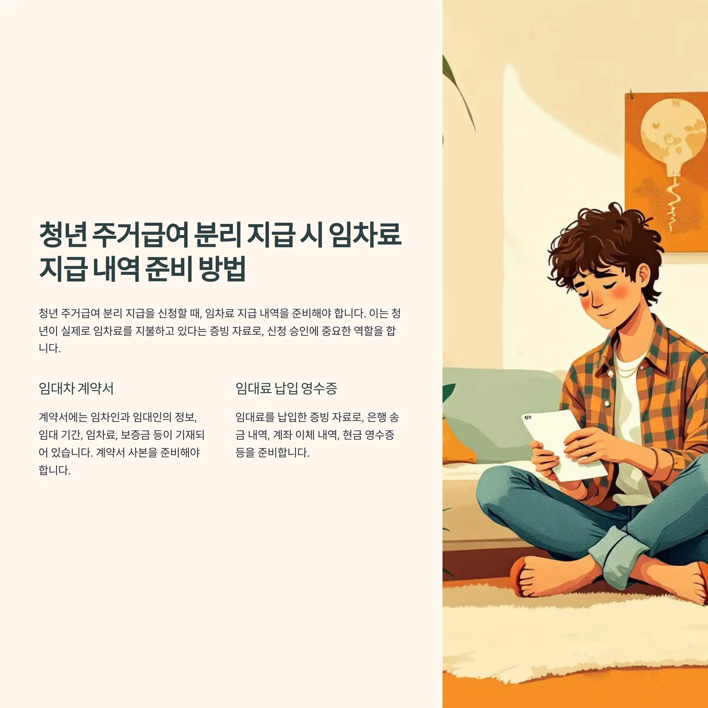 청년 주거급여 분리 지급 시 임차료 지급 내역 준비 방법