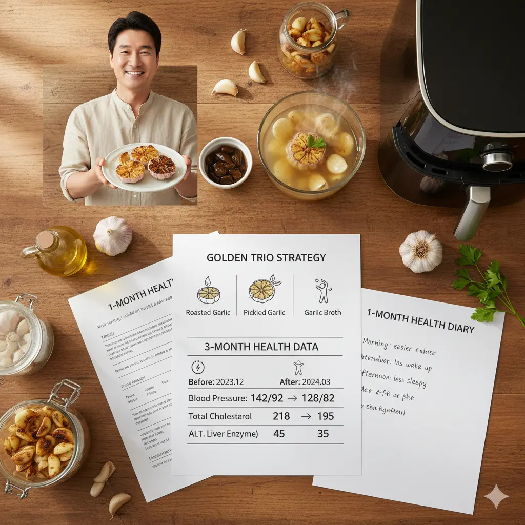마늘을 활용한 음식을 섭취하고 건강해지는 중년의 데이터