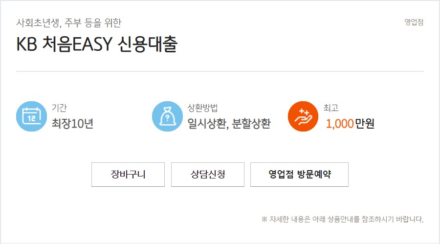 KB 처음 EASY 신용대출