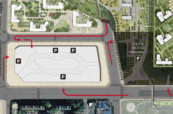 수원 스타필드 주차장 진입로