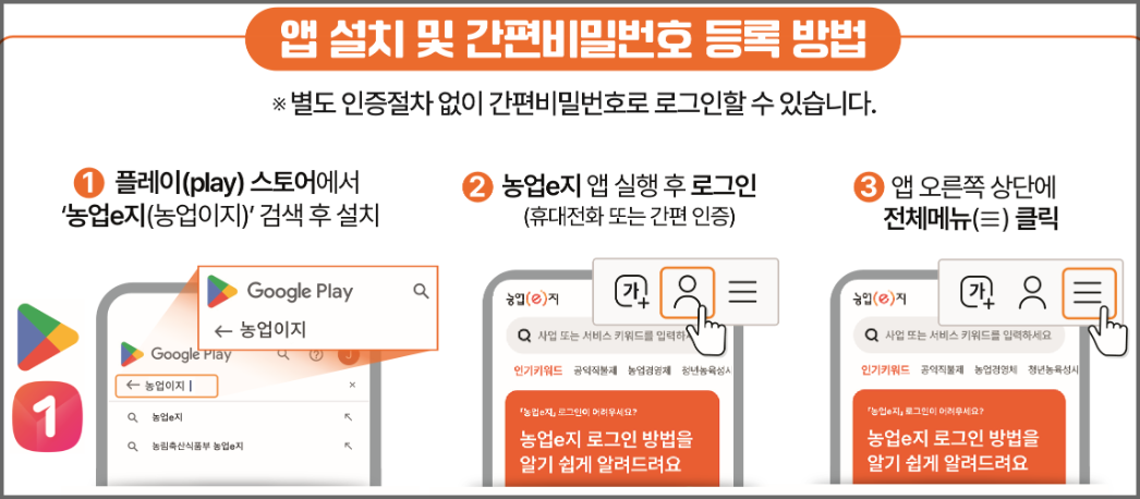 농업e지 앱 사용 설명 이미지