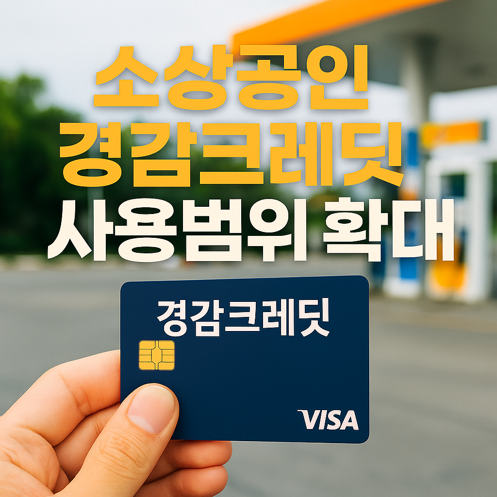 소상공인 경감크레딧 사용처 확대 관련 안내 배경에 실제 한국 화폐와 카드 이미지가 함께 구성된 고해상도 사진형 썸네일