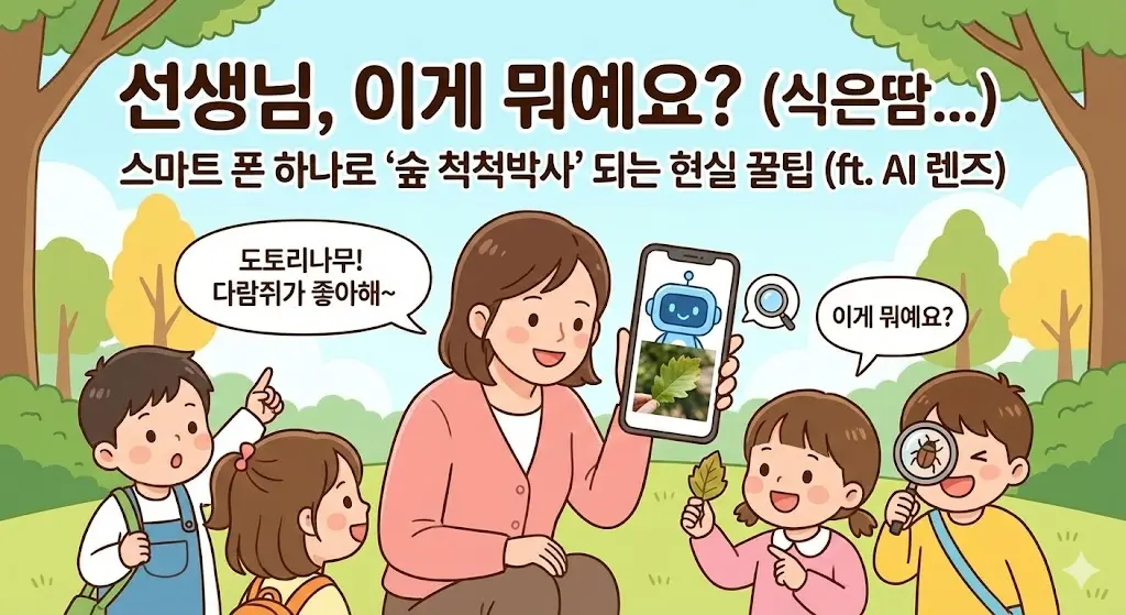 바깥놀이 중 자연물 탐색, AI로 척척 박사 되기