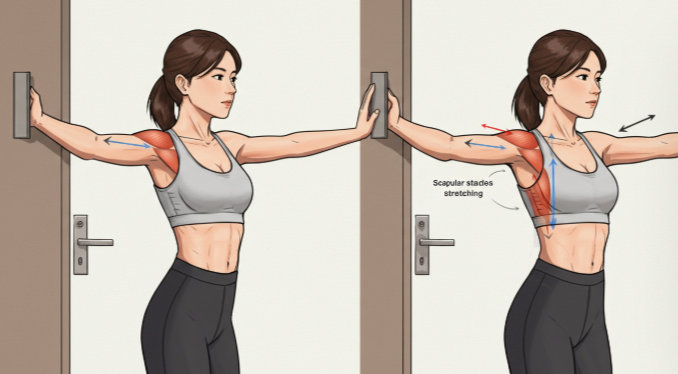 견갑골 스트레칭 자세