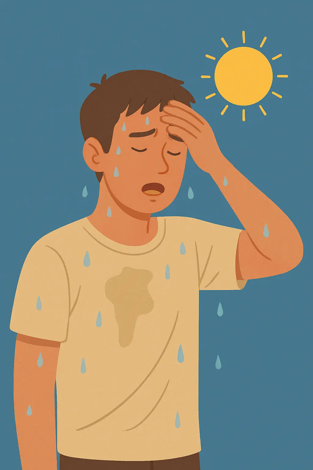 동을-하지-않아도-더위로-땀을-흘리는-남성