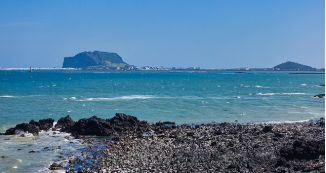 검은 현무암의 해변