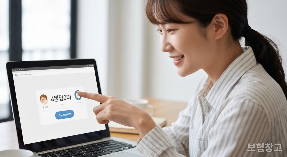 온라인 4대보험 계산기를 사용하며 만족스러워하는 한국인