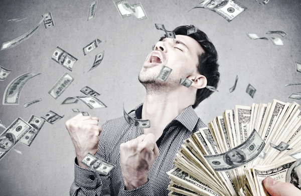 돈 행운을 잡은 남성