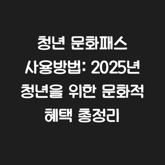 청년 문화패스 사용방법: 2025년 청년을 위한 문화적 혜택 총정리 대표 이미지